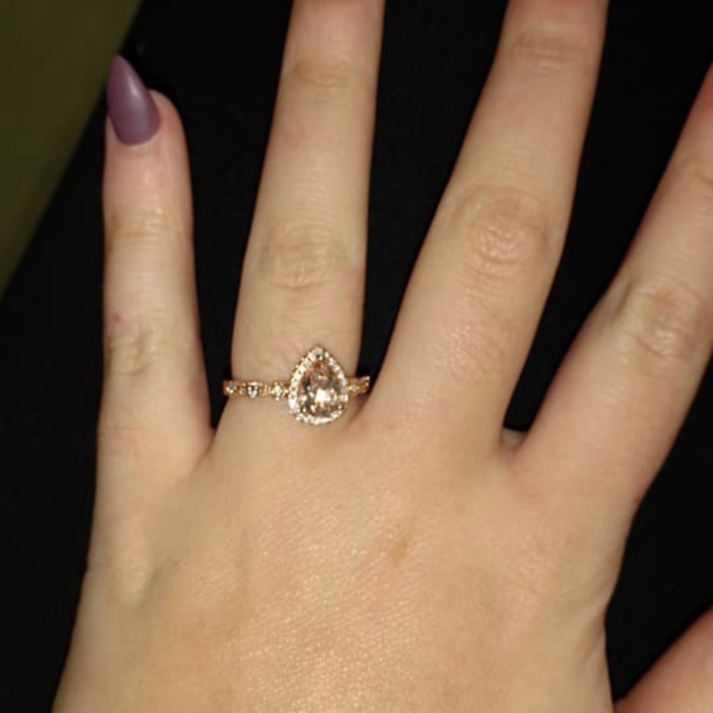 Morganite Engagement Ring Set 1/5ctw